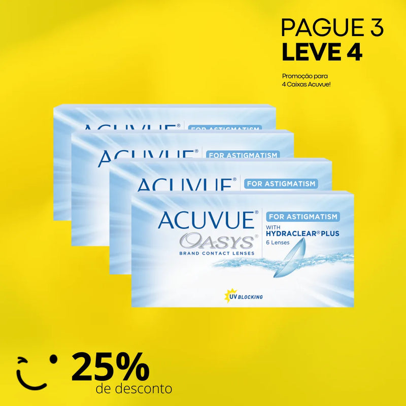 COMBO PAGUE 3 LEVE 4 [25% DE DESCONTO] Acuvue Oasy Para Astigmatismo