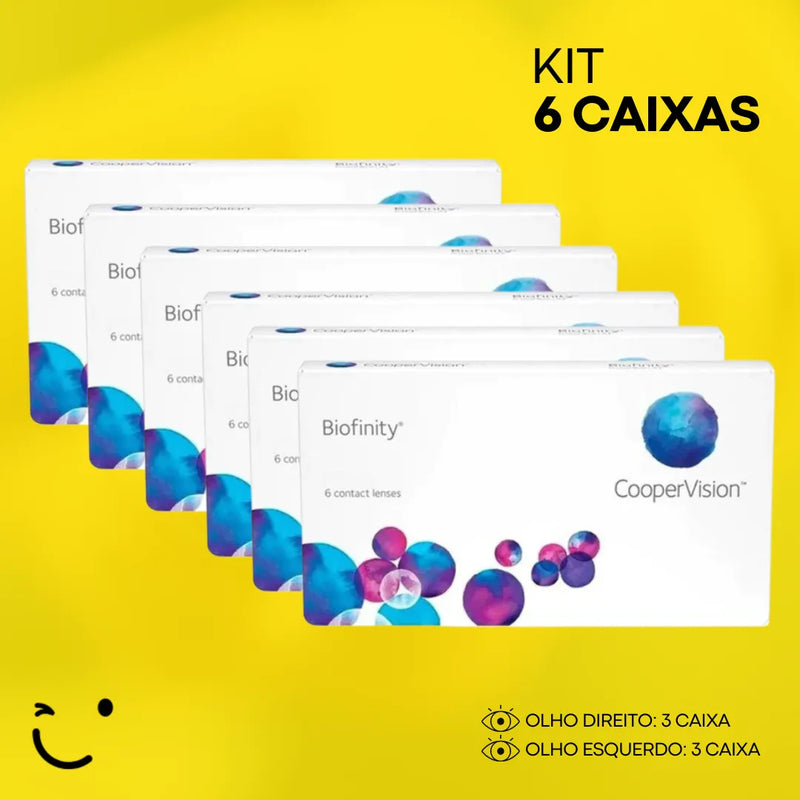 6 caixas [3 caixa para cada olho] Lentes de Contato Biofinity