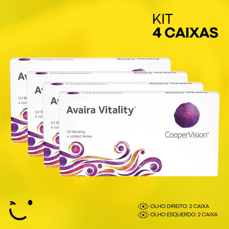 4 caixas [2 caixa para cada olho] Lentes de Contato Avaira Vitality