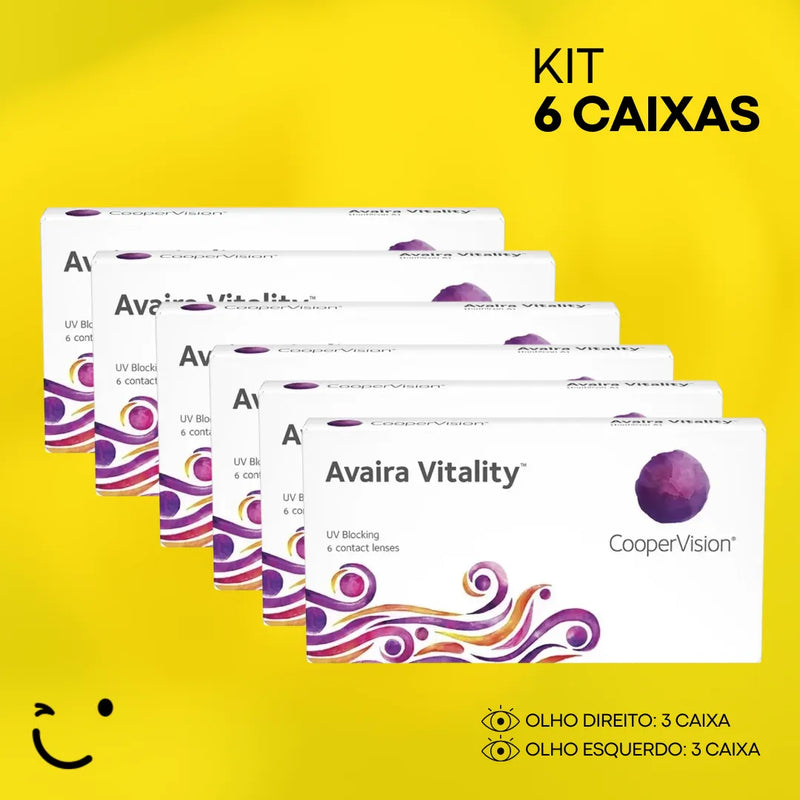 6 caixas [3 caixa para cada olho] Lentes de Contato Avaira Vitality