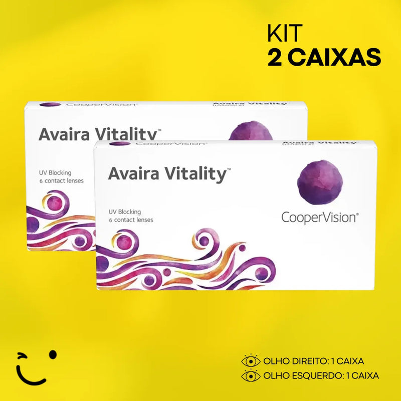 2 caixas [1 caixa para cada olho] Lentes de Contato Avaira Vitality