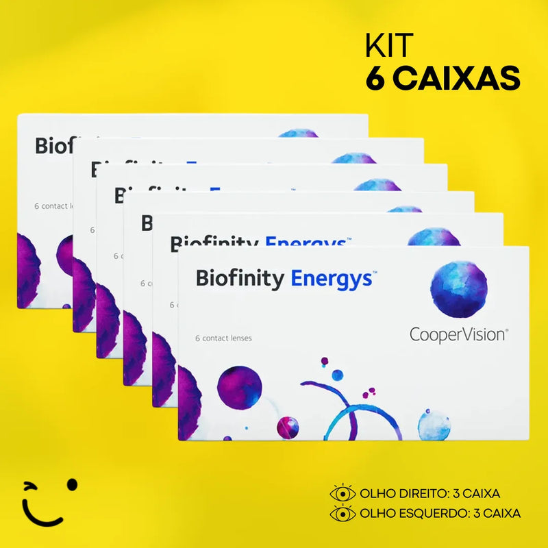 6 caixas [3 caixa para cada olho] Lentes de contato Biofinity Energys