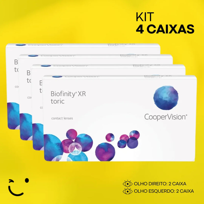 4 caixas [2 caixa para cada olho] Lente de contato Biofinity XR Toric