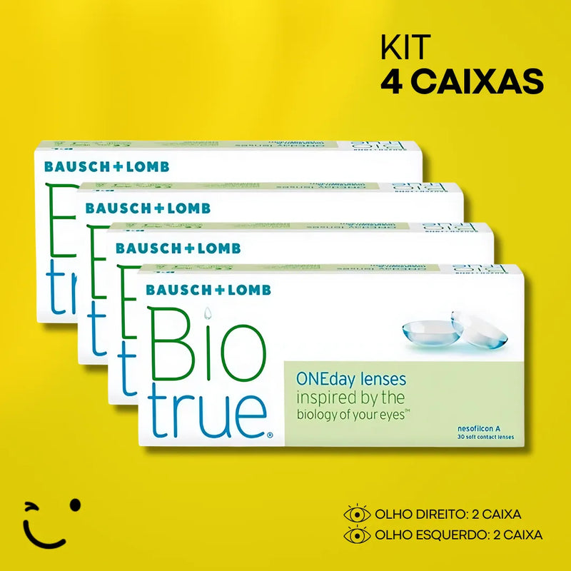 4 caixas [2 caixas para cada olho] Lentes de Contato Biotrue One Day