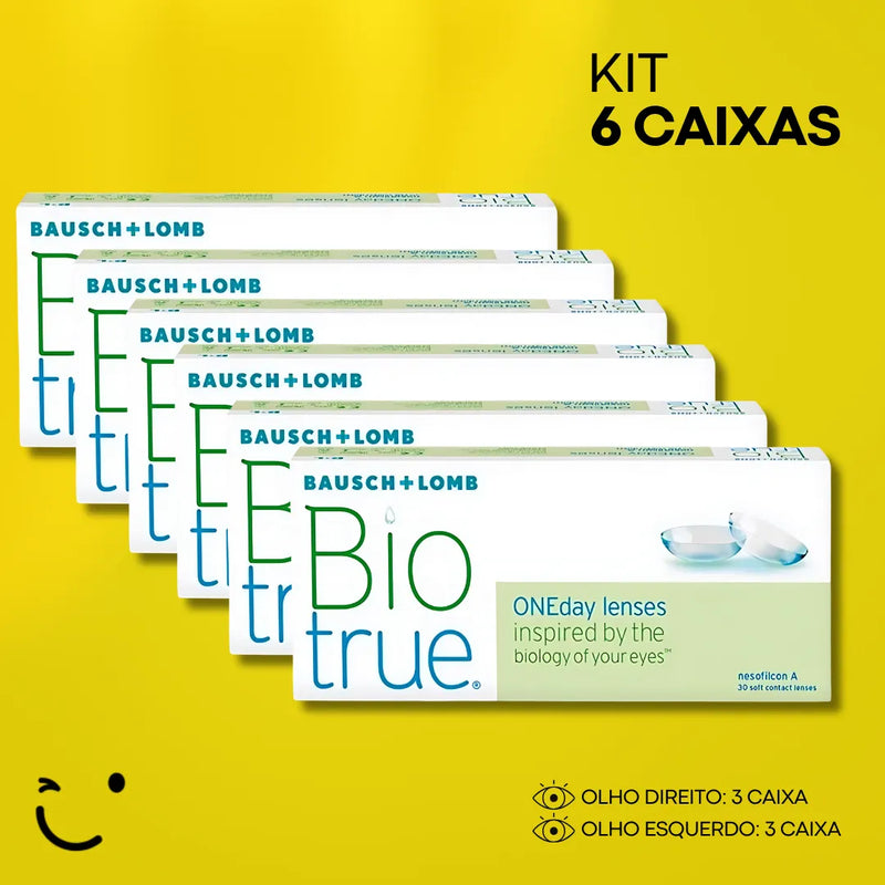 6 caixas [3 caixas para cada olho] Lentes de Contato Biotrue One Day