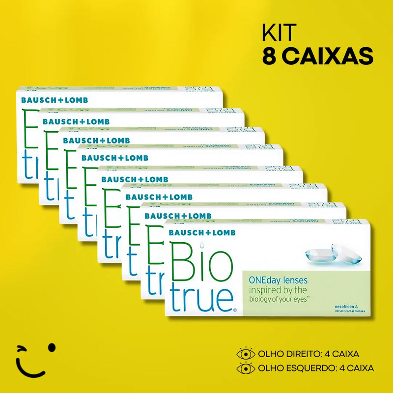 8 caixas [4 caixas para cada olho] Lentes de Contato Biotrue One Day