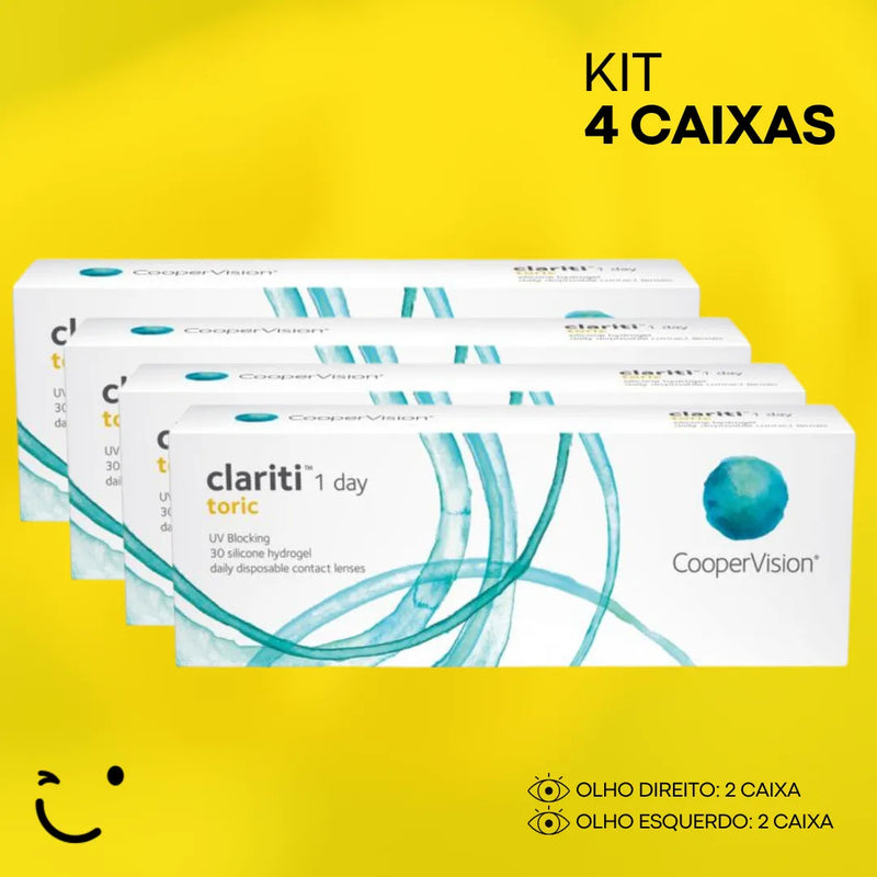 4 caixas [2 caixa para cada olho] Lentes de Contato Clariti 1 Day Tórica