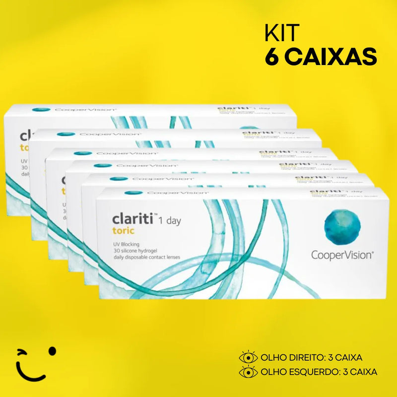 6 caixas [3 caixa para cada olho] Lentes de Contato Clariti 1 Day Tórica