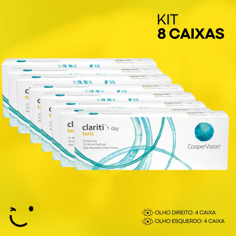 8 caixas [4 caixa para cada olho] Lentes de Contato Clariti 1 Day Tórica