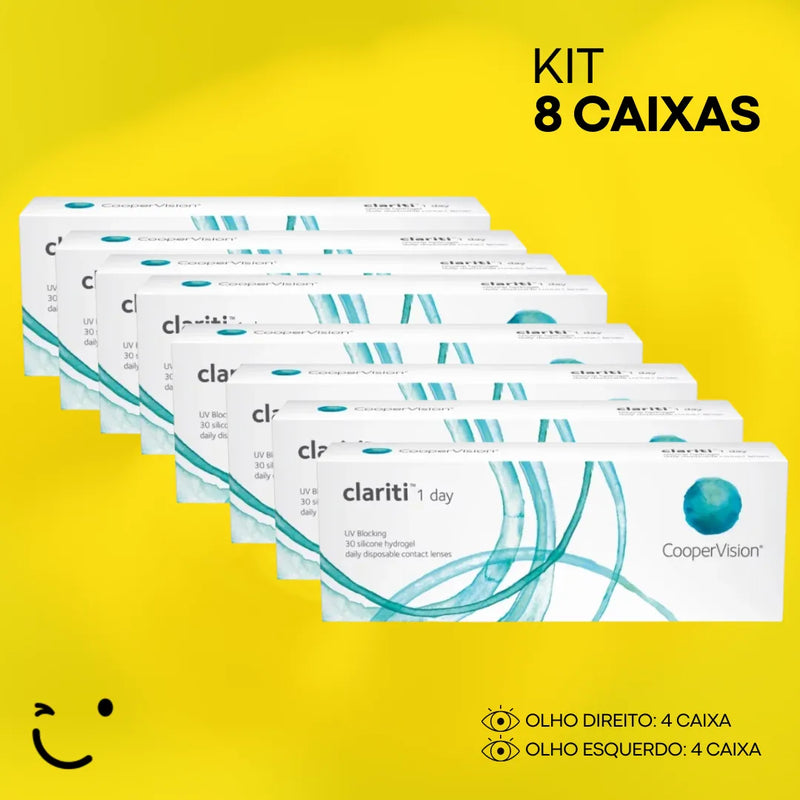 8 caixas [4 caixa para cada olho] Lentes de contato Clariti 1-Day