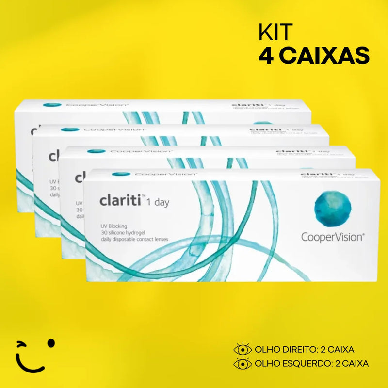 4 caixas [2 caixa para cada olho] Lentes de contato Clariti 1-Day