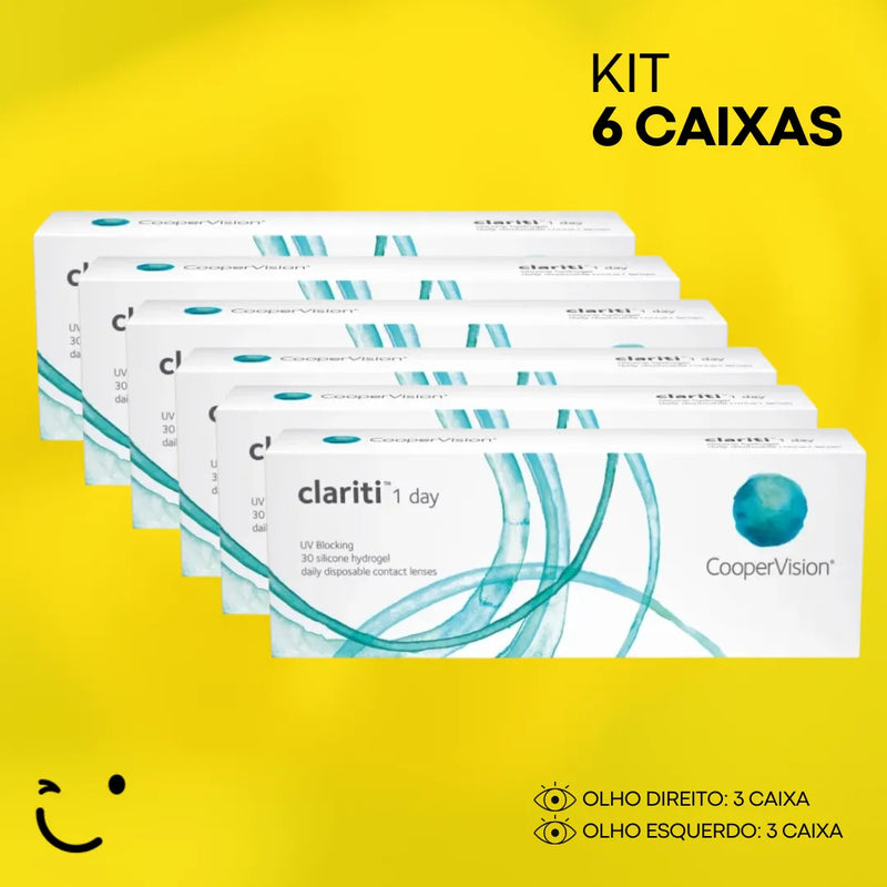 6 caixas [3 caixa para cada olho] Lentes de contato Clariti 1-Day