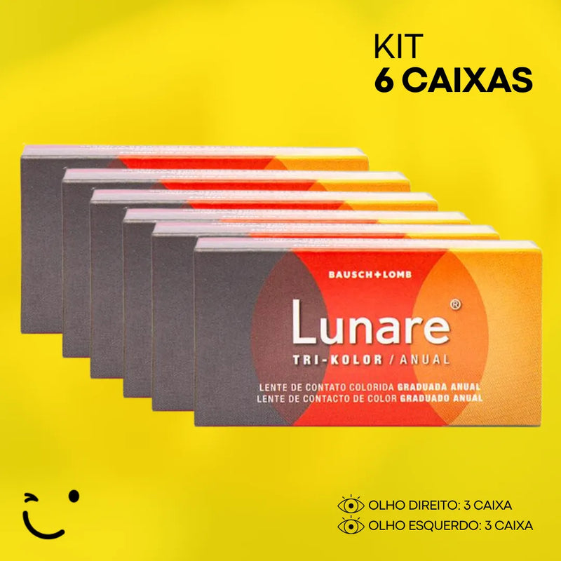 6 caixas [3 caixa para cada olho] LUNARE TRI KOLOR ANUAL - COM GRAU BLISTER