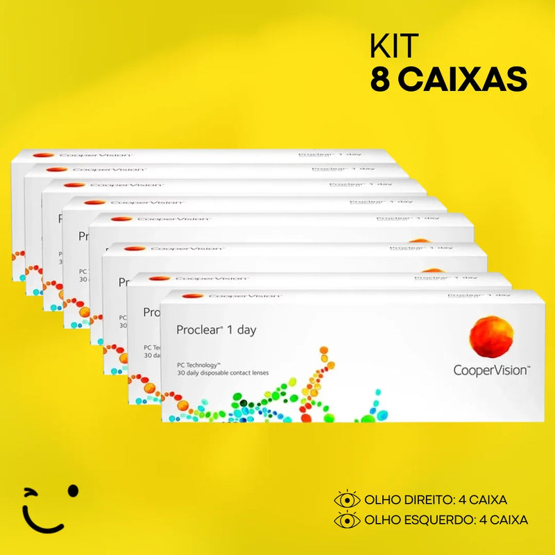 8 caixas [4 caixa para cada olho] Lentes de contato Proclear 1 Day