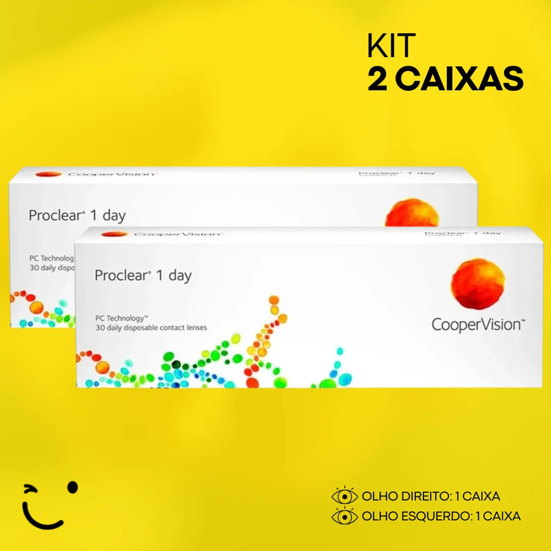 2 caixas [1 caixa para cada olho] Lentes de contato Proclear 1 Day