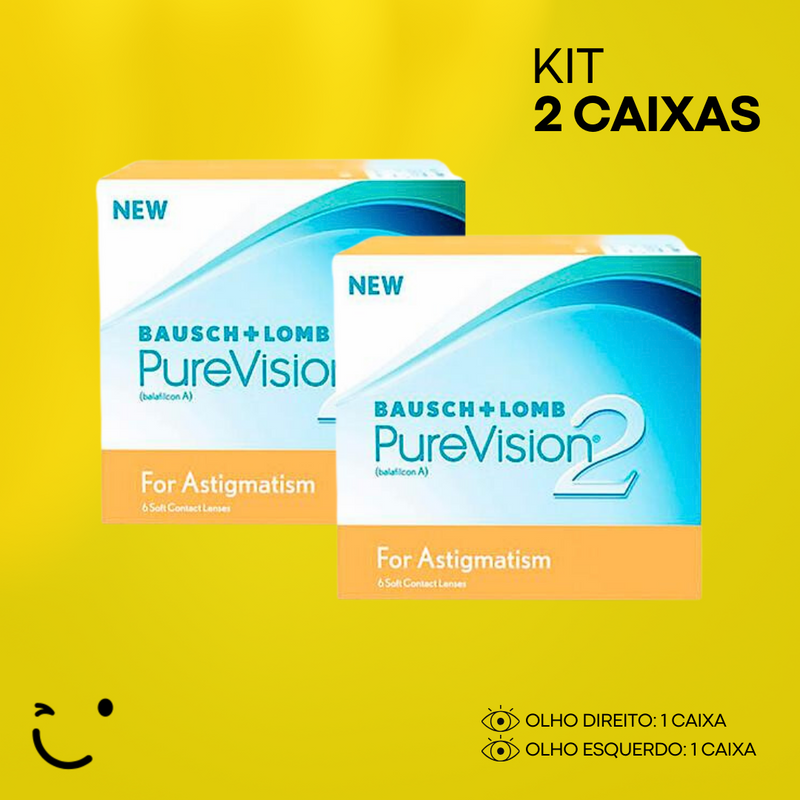 2 caixas [1 caixa para cada olho] Lentes de Contato Purevision2 Toric