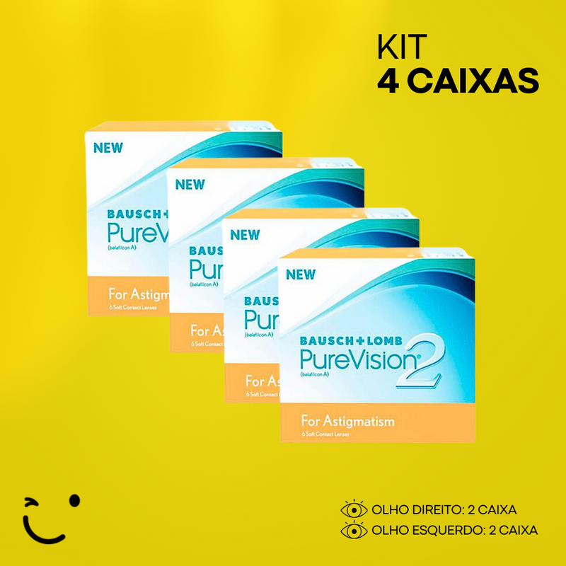 4 caixas [2 caixa para cada olho] Lentes de Contato Purevision2 Toric