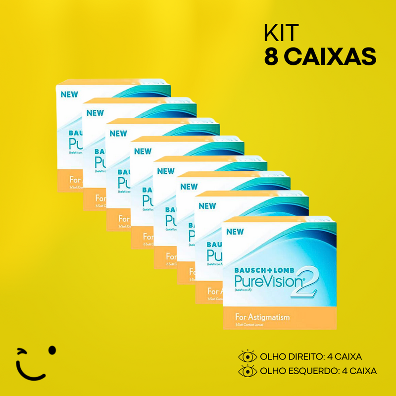 8 caixas [4 caixa para cada olho] Lentes de Contato Purevision2 Toric