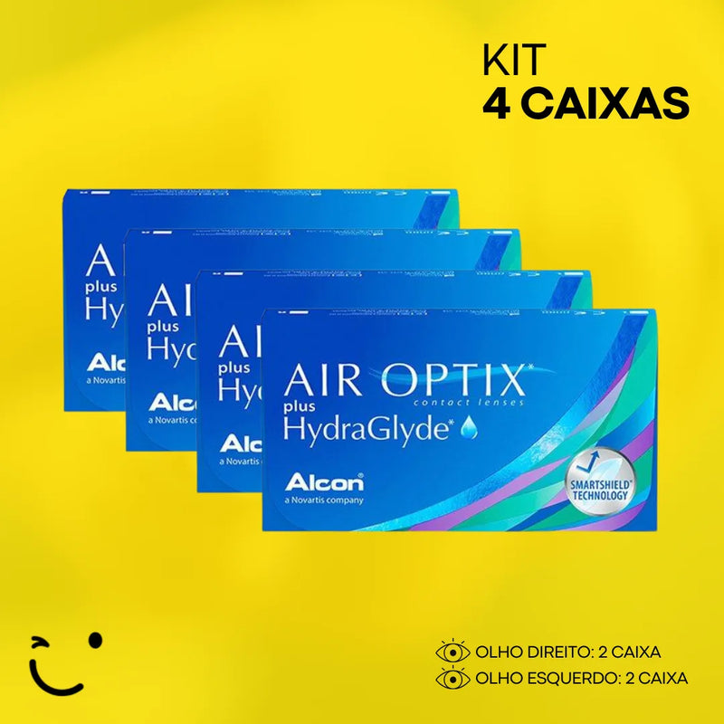 4 Caixas [2 caixas para cada olho] AIR OPTIX PLUS HYDRAGLYDE