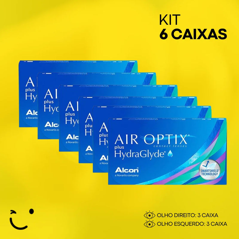 6 Caixas [3 caixas para cada olho] AIR OPTIX PLUS HYDRAGLYDE