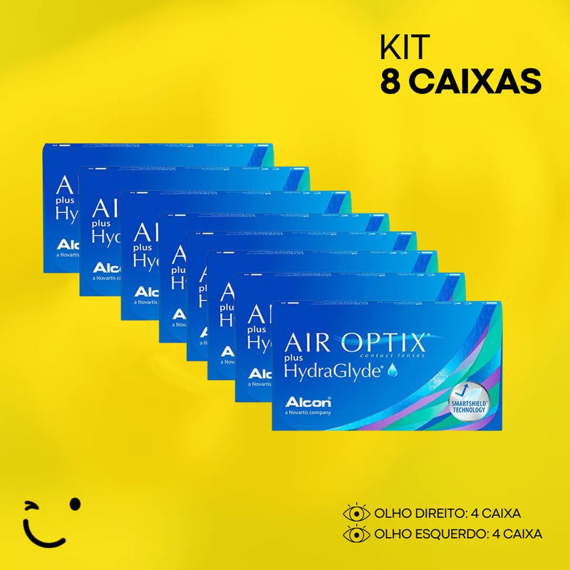 8 Caixas [ 4 caixas por olho] AIR OPTIX PLUS HYDRAGLYDE