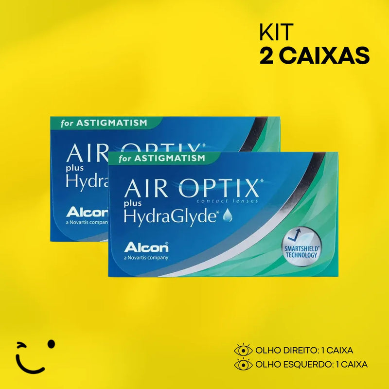 2 Caixas [1 caixa para cada olho] AIR OPTIX PLUS HYDRAGLYDE PARA ASTIGMATISMO