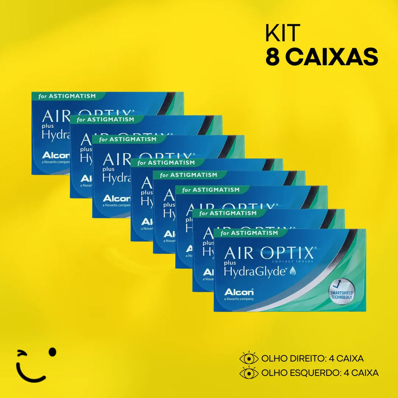 8 Caixas [4 caixas para cada olho] AIR OPTIX PLUS HYDRAGLYDE PARA ASTIGMATISMO