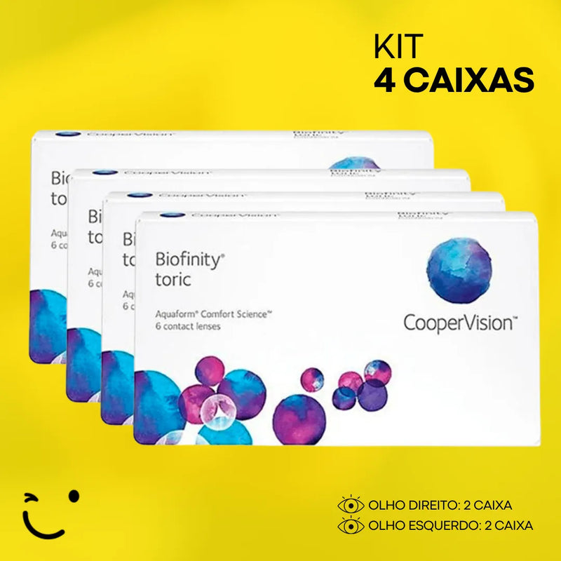 4 caixas [2 caixa para cada olho] Lentes de Contato Biofinity Toric