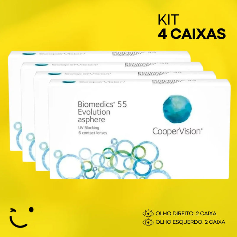 4 caixas [2 caixa para cada olho] Lentes de contato Biomedics 55 Evolution