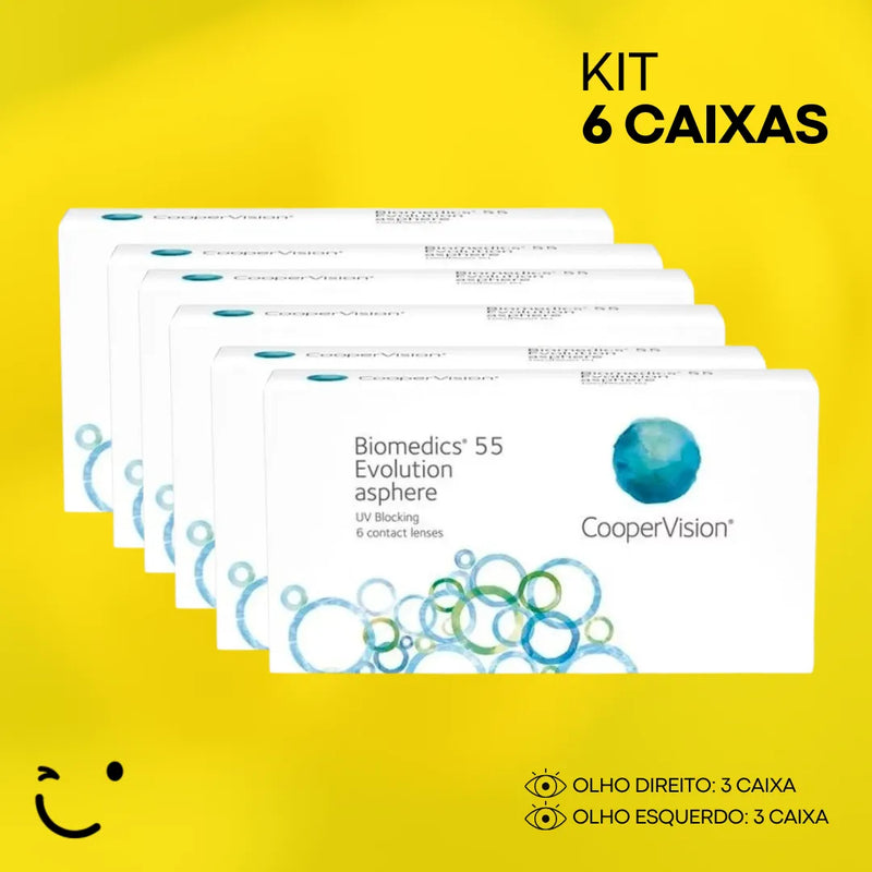 6 caixas [3 caixa para cada olho] Lentes de contato Biomedics 55 Evolution