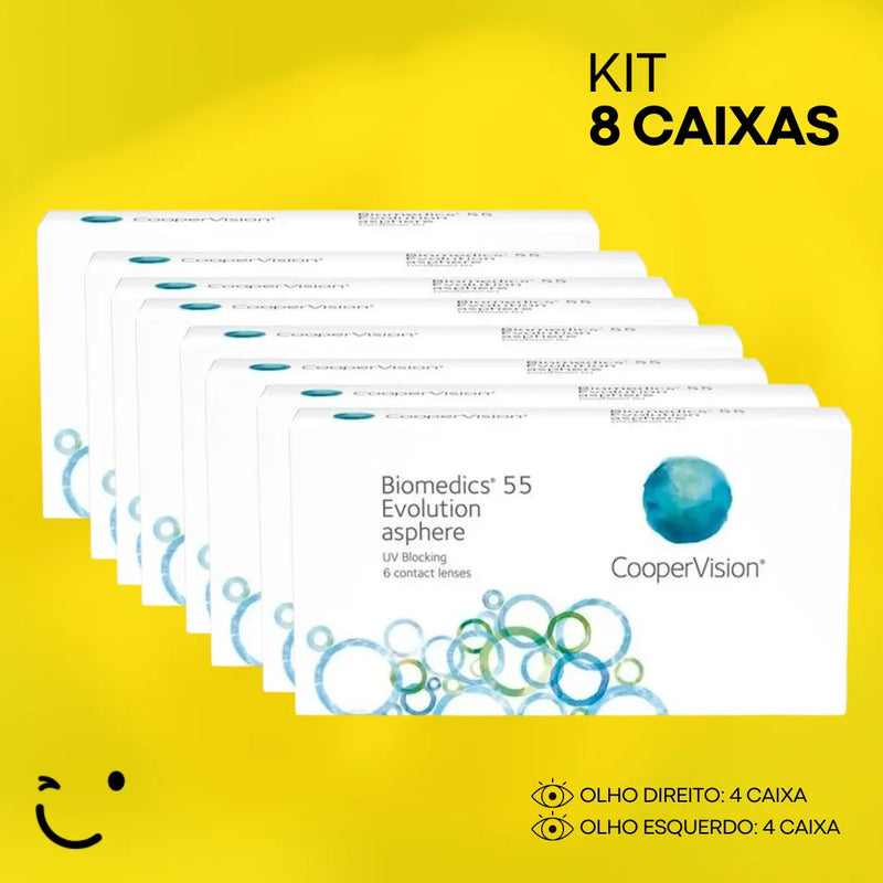 8 caixas [4 caixa para cada olho] Lentes de contato Biomedics 55 Evolution