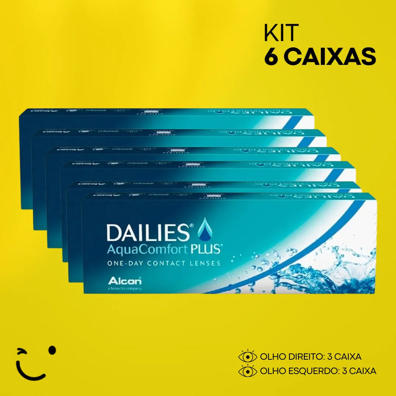 6 Caixas [3 caixa para cada olho]  Dailies AquaComfort Plus - Caixa com 30 lentes