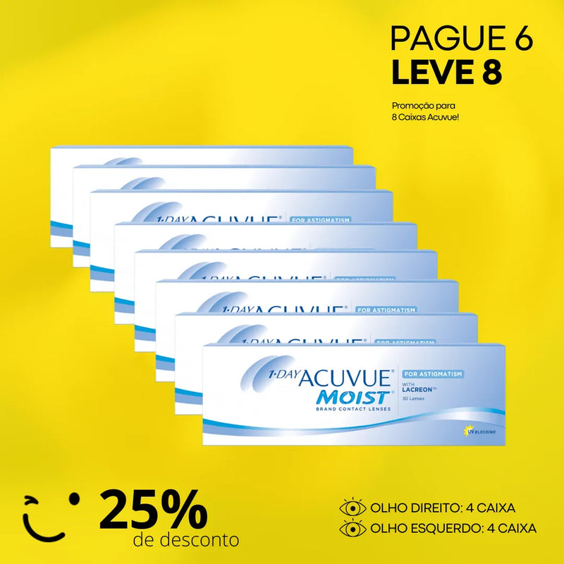 COMBO PAGUE 6 LEVE 8 [25% DE DESCONTO] 1-DAY MOIST PARA ASTIGMATISMO