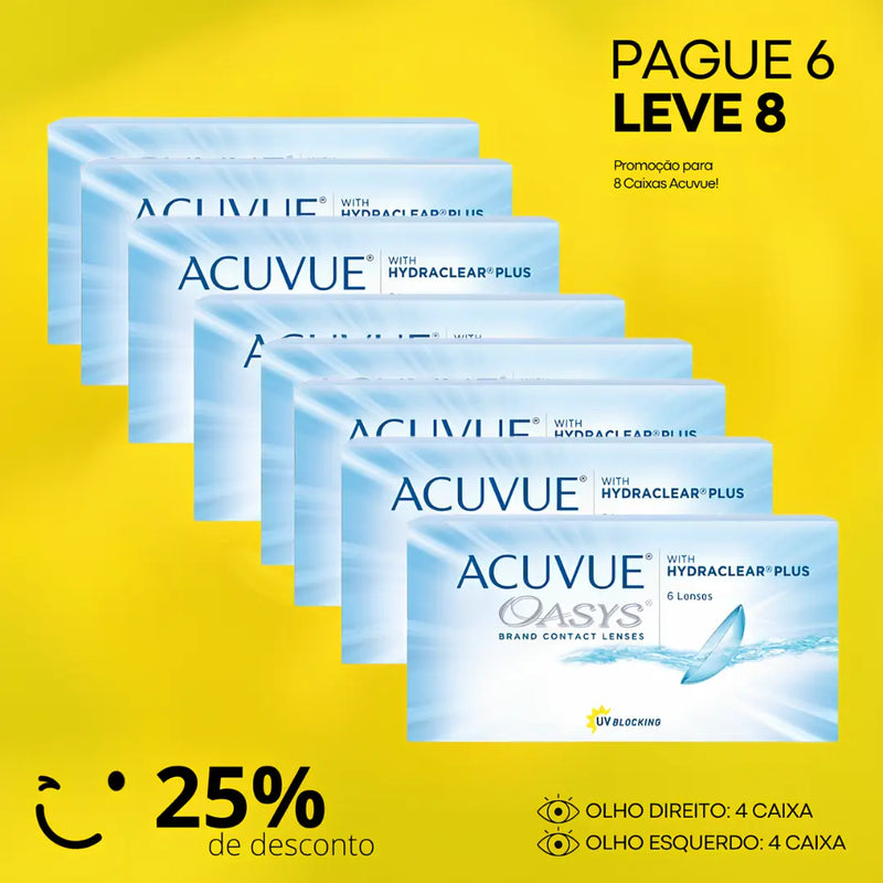 COMBO PAGUE 6 LEVE 8 [25% DE DESCONTO] Acuvue Oasys Com Hydraclear Plus