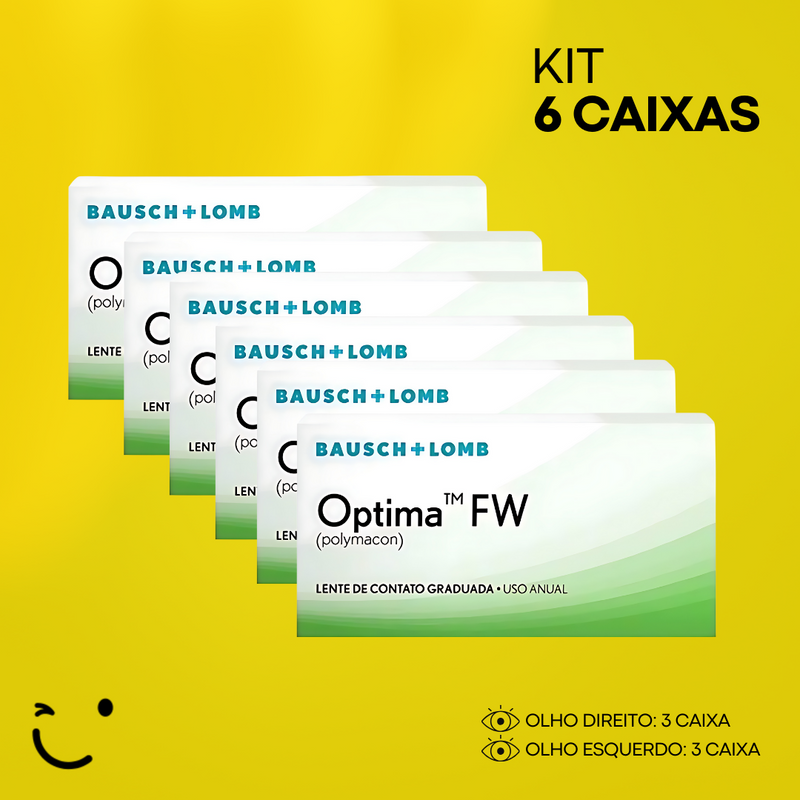 6 caixas [3 caixa para cada olho] Lentes de contato Optima FW