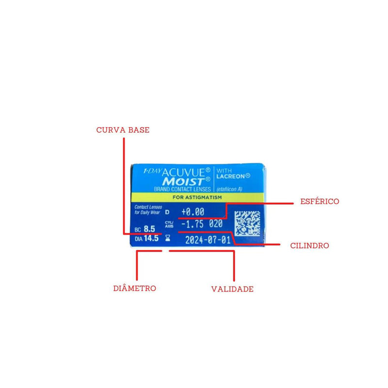 Lentes De Contato 1-DAY ACUVUE MOIST Para ASTIGMATISMO - Ótica em Brasília - Óculos de Grau e Lentes de Contato