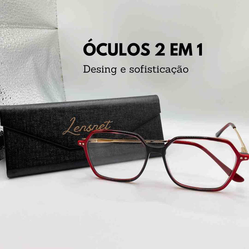 Armação de Óculos unissex CLIP ON Lente Vinho Degrade - Ótica em Brasília - Óculos de Grau e Lentes de Contato